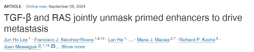 
TGF-β和RAS聯(lián)合揭示了驅(qū)動(dòng)轉(zhuǎn)移的啟動(dòng)增強(qiáng)劑