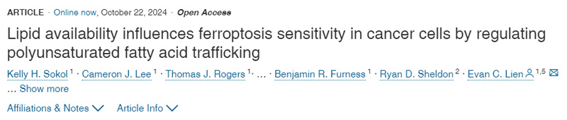 脂質(zhì)可利用性通過調(diào)節(jié)多不飽和脂肪酸轉(zhuǎn)運影響癌癥細胞的脫鐵敏感性