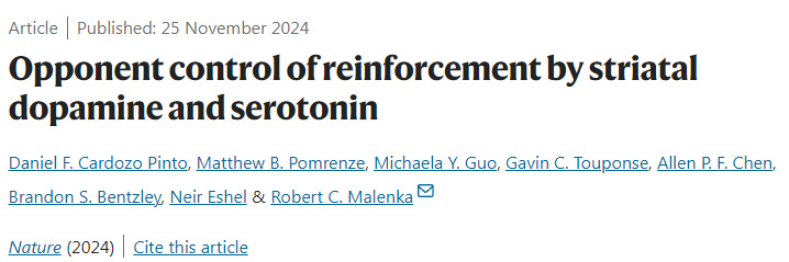 紋狀體多巴胺和血清素對(duì)強(qiáng)化的相反控制