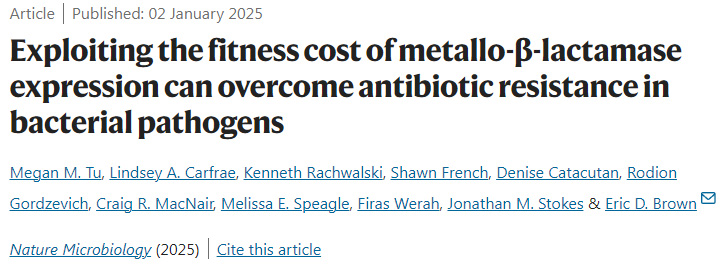 利用金屬β-內(nèi)酰胺酶表達的適應(yīng)性成本可以克服細菌病原體的抗生素耐藥性