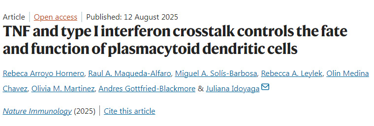 TNF與I型干擾素串擾調(diào)控漿細胞樣樹突狀細胞的命運與功能 TNF與I型干擾素串擾調(diào)控漿細胞樣樹突狀細胞的命運與功能
