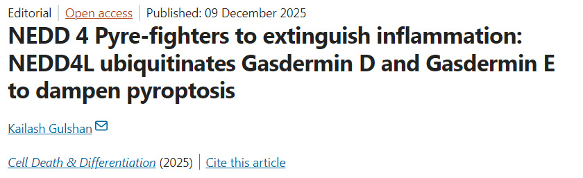 NEDD4作為焦亡斗士平息炎癥：NEDD4L通過泛素化Gasdermin D與Gasdermin E抑制細胞焦亡