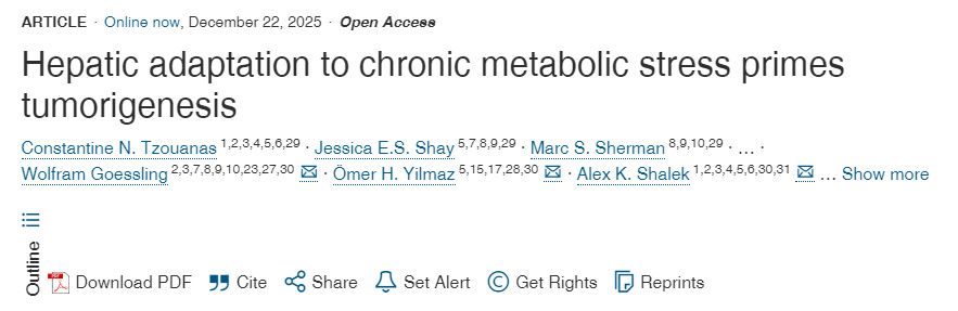 肝臟對慢性代謝應(yīng)激的適應(yīng)性改變是腫瘤發(fā)生的先兆