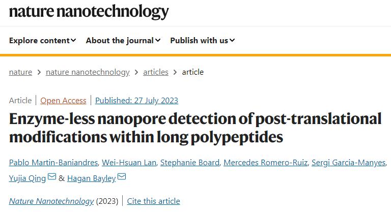 新型納米孔測(cè)序方法通過(guò)監(jiān)測(cè)線性化蛋白質(zhì)流過(guò)納米孔時(shí)產(chǎn)生的細(xì)微離子電流來(lái)檢測(cè)翻譯后修飾 新型納米孔測(cè)序方法通過(guò)監(jiān)測(cè)線性化蛋白質(zhì)流過(guò)納米孔時(shí)產(chǎn)生的細(xì)微離子電流來(lái)檢測(cè)翻譯后修飾