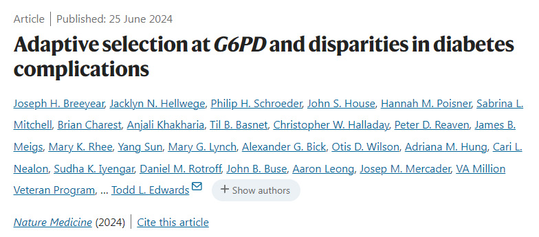 G6PD的適應(yīng)性選擇與糖尿病并發(fā)癥的差異