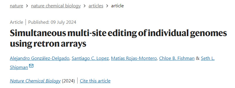 使用逆轉(zhuǎn)錄酶陣列同時對單個基因組進行多位點編輯 使用逆轉(zhuǎn)錄酶陣列同時對單個基因組進行多位點編輯